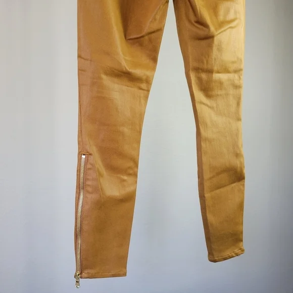 L'AGENCE // sabine zip skinny high rise ankle zipper dark khaki coated jeans - Picture 10 of 16